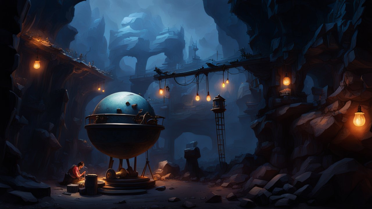 Mysterious Observatory in a Dimly Lit Cave