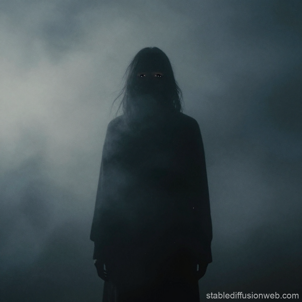 Mysterious Shadowy Figure in Fog