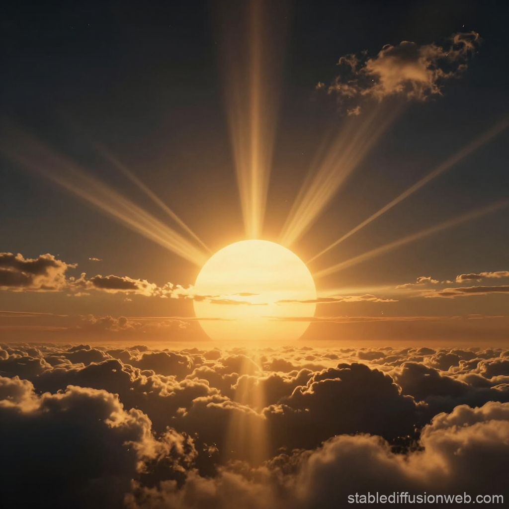 Mystic Golden Sunrise Above the Clouds