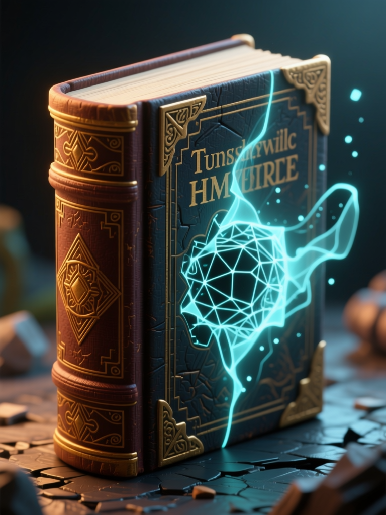 Mystical Ancient Book with Glowing Magical Symbol