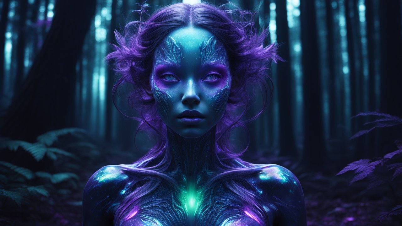 Mystical Bioluminescent Forest Spirit