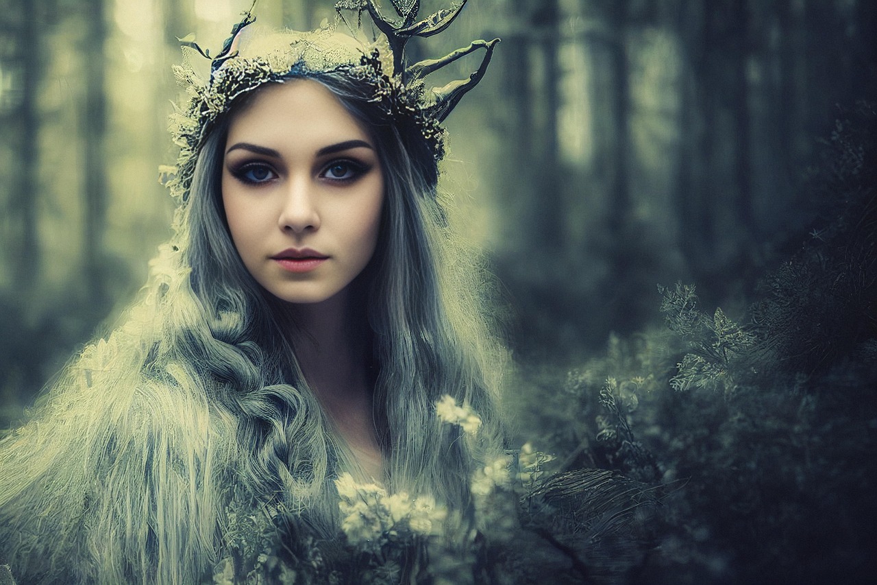 Mystical Elf Woman in Enchanted Forest