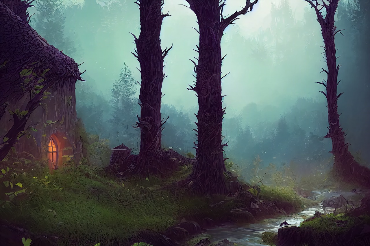 Mystical Forest Cottage at Dawn