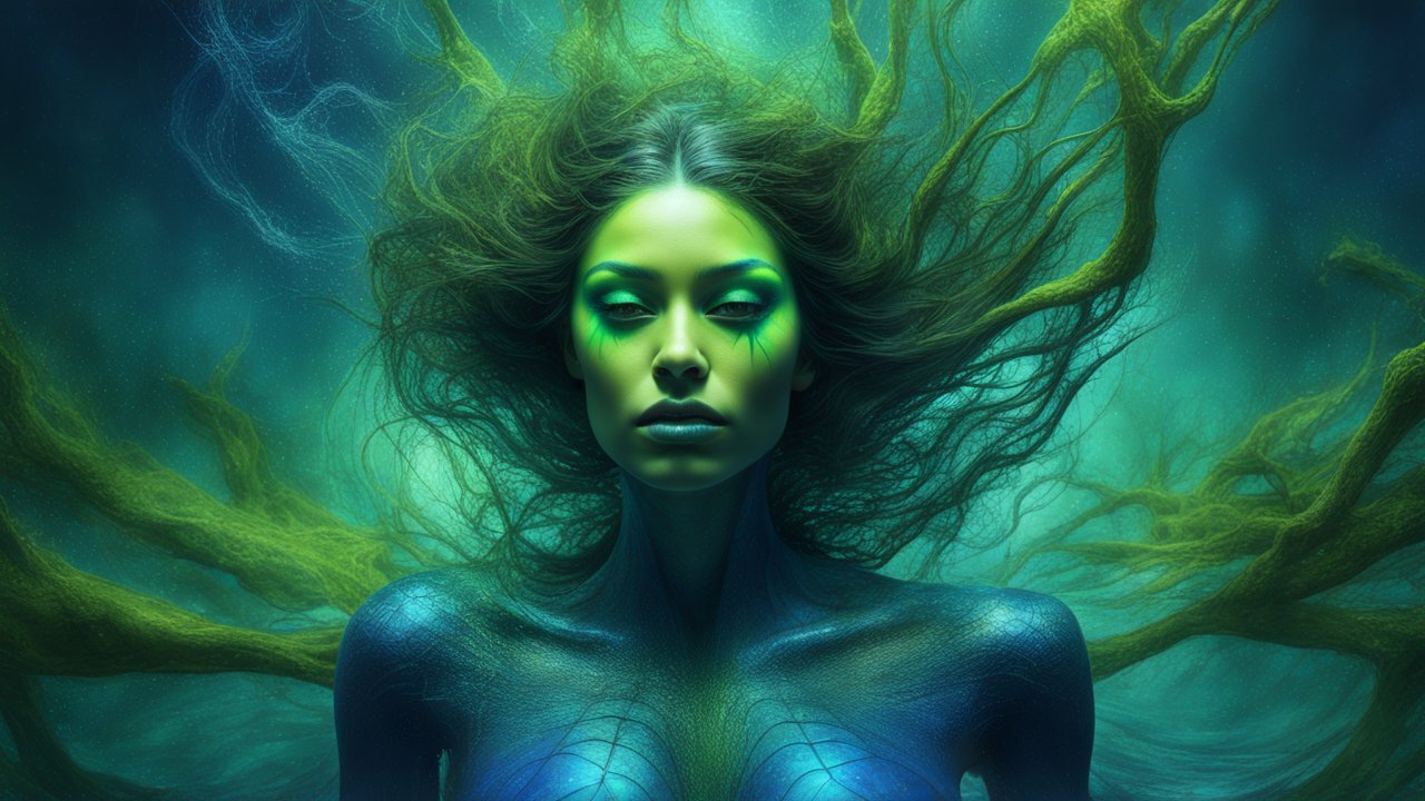 Mystical Forest Spirit with Ethereal Green Aura