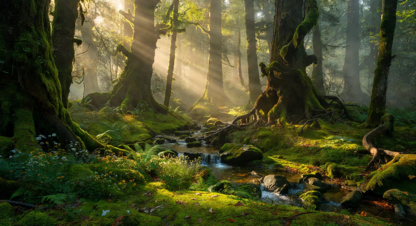 Mystical Forest Sunlight