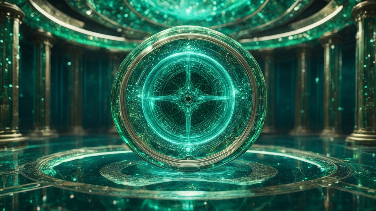 Mystical Glowing Orb in Ancient Temple