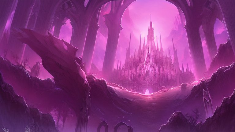 Mystical Purple Castle in a Fantasy Realm