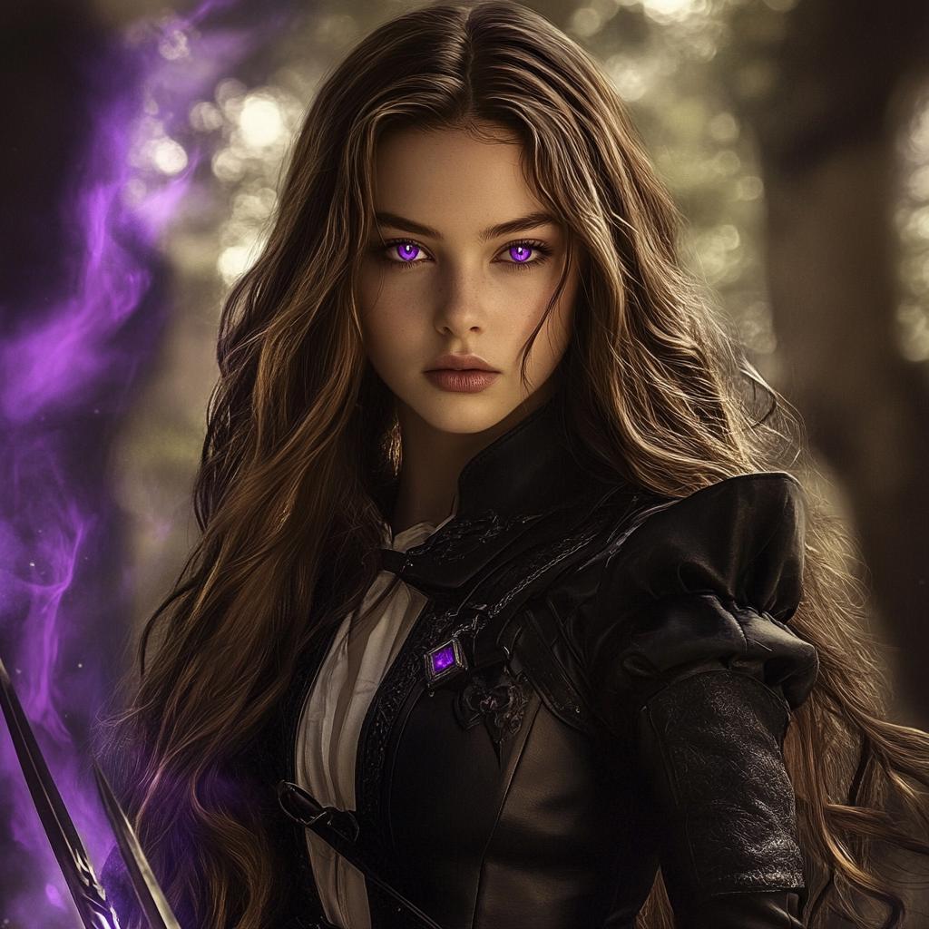 Mystical Woman with Glowing Purple Eyes and Magic Aura