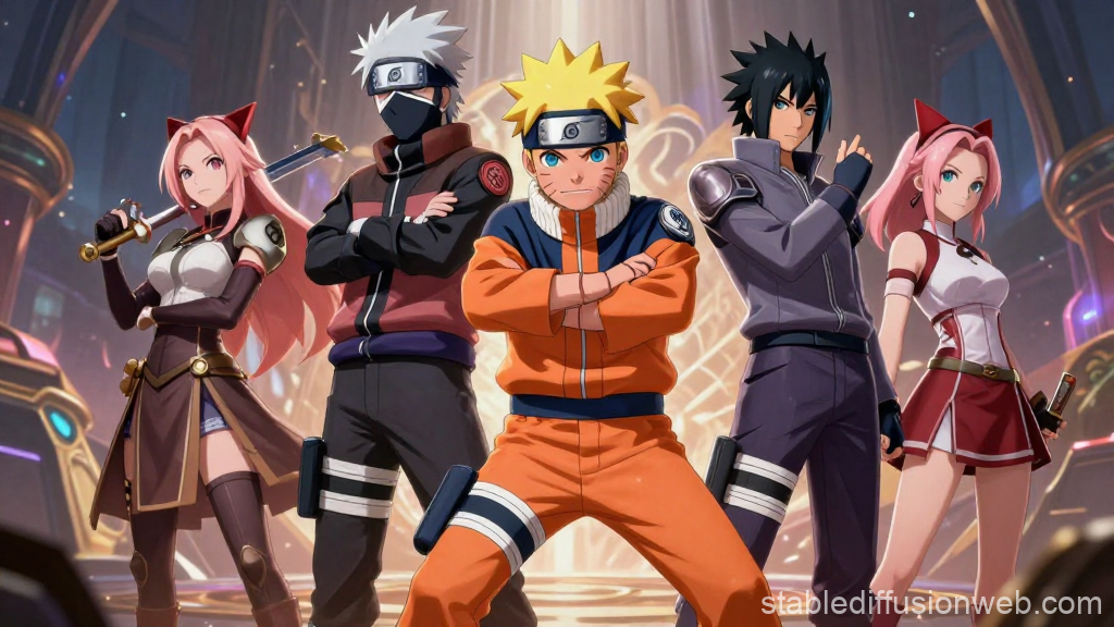 Naruto Characters in Dynamic Group Pose