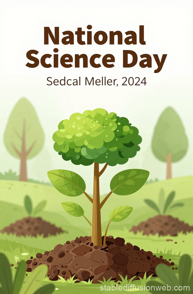 National Science Day Tree Planting Illustration