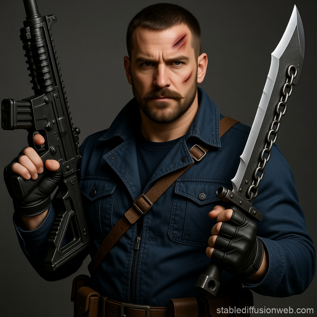 Navy Warhammer Officer Armed with Rifle and Chain Sword