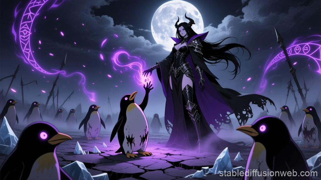 Necromancer Summons Zombie Penguins Under Full Moon