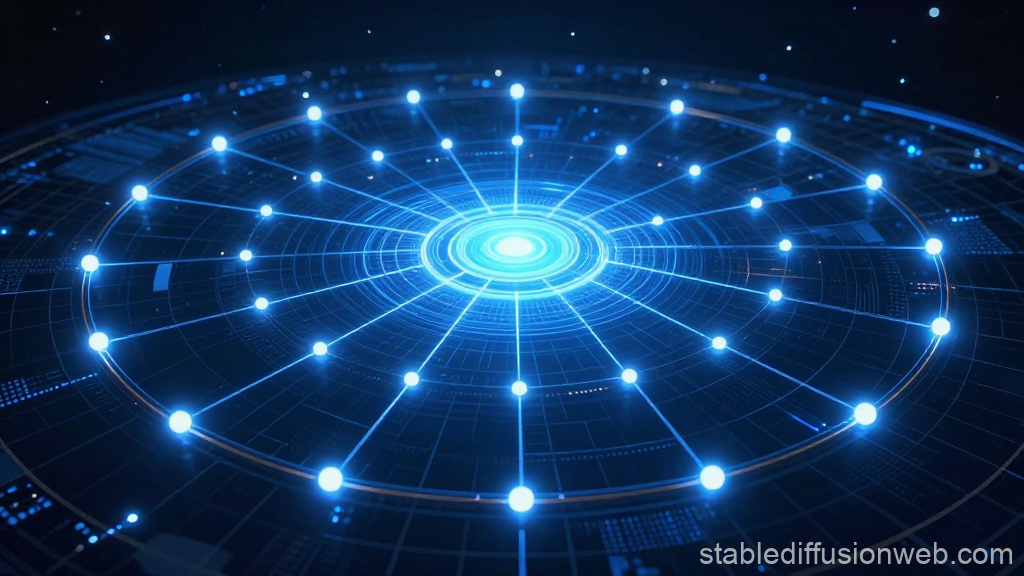 Neon Blue Digital Commerce Network Grid