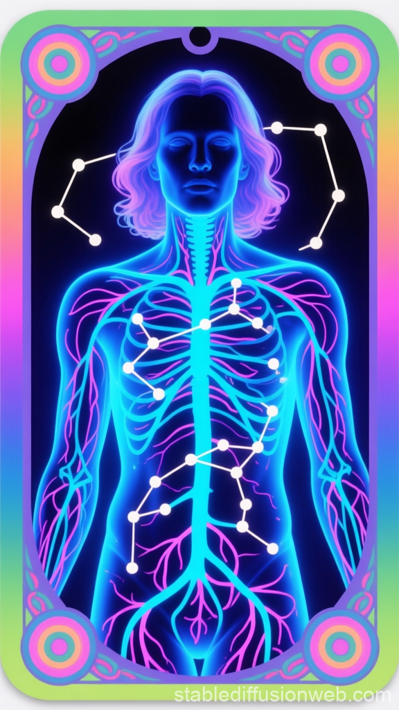 Neon Cosmic Anatomy with Constellations