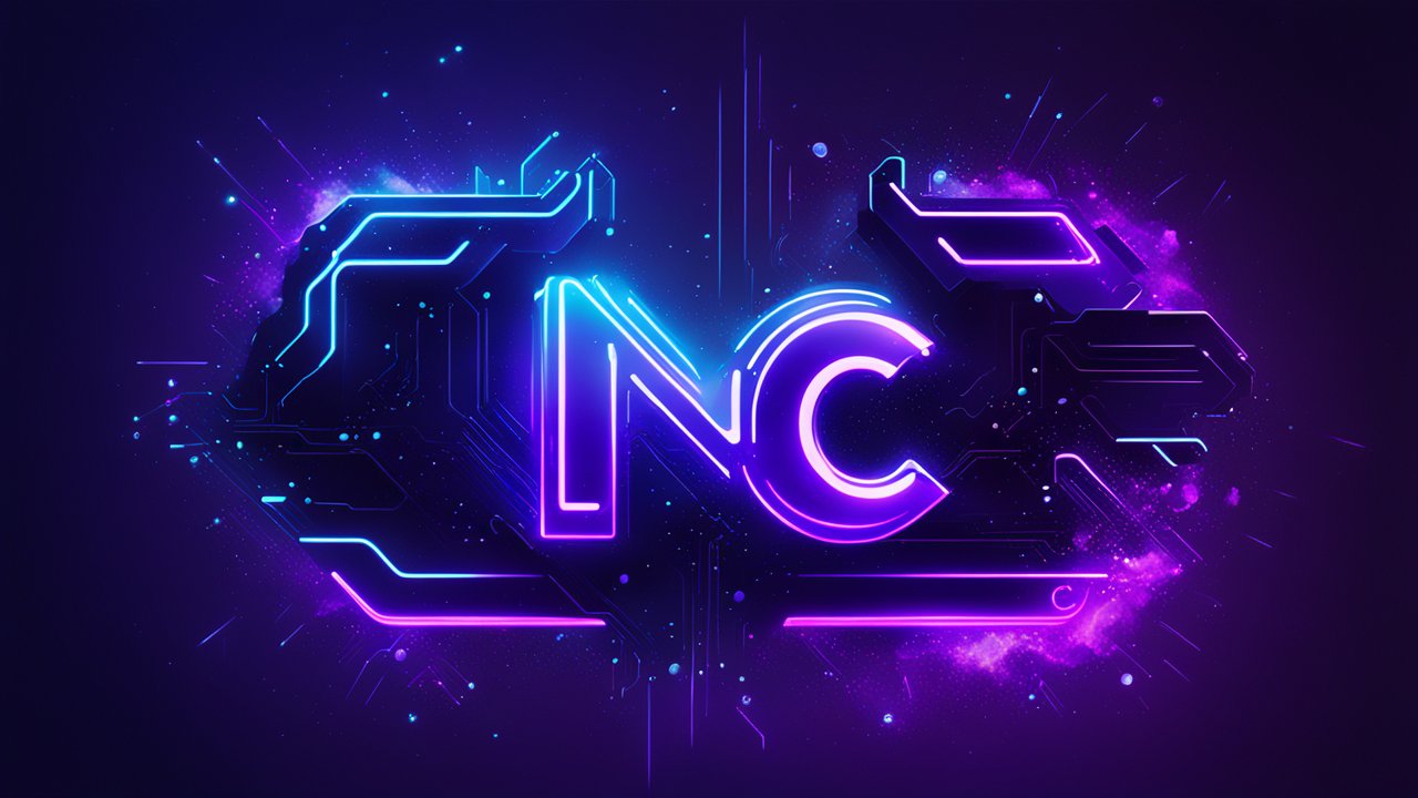 Neon Cyberpunk INC Logo with Futuristic Circuit Design