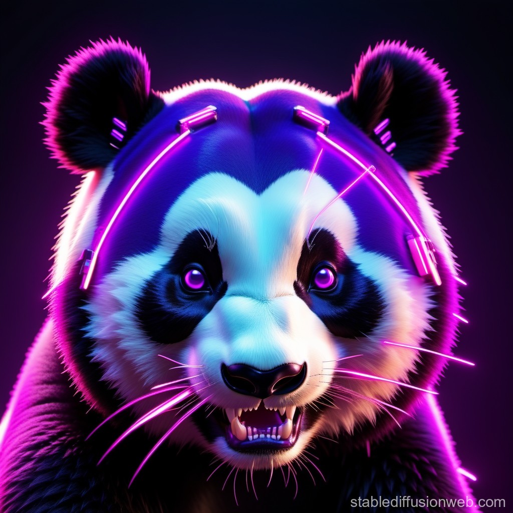 Neon Cyberpunk Panda Portrait
