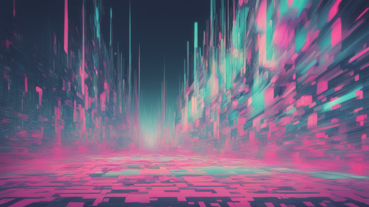 Neon Digital Glitch Corridor