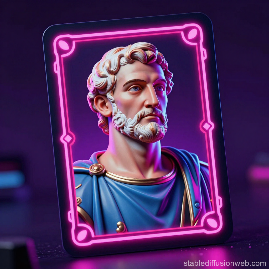 Neon-Framed Caesar Bust Collectible Card