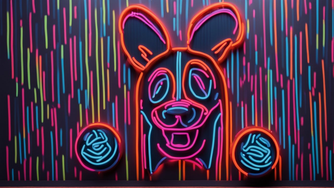 Neon French Bulldog Face with Colorful Lines