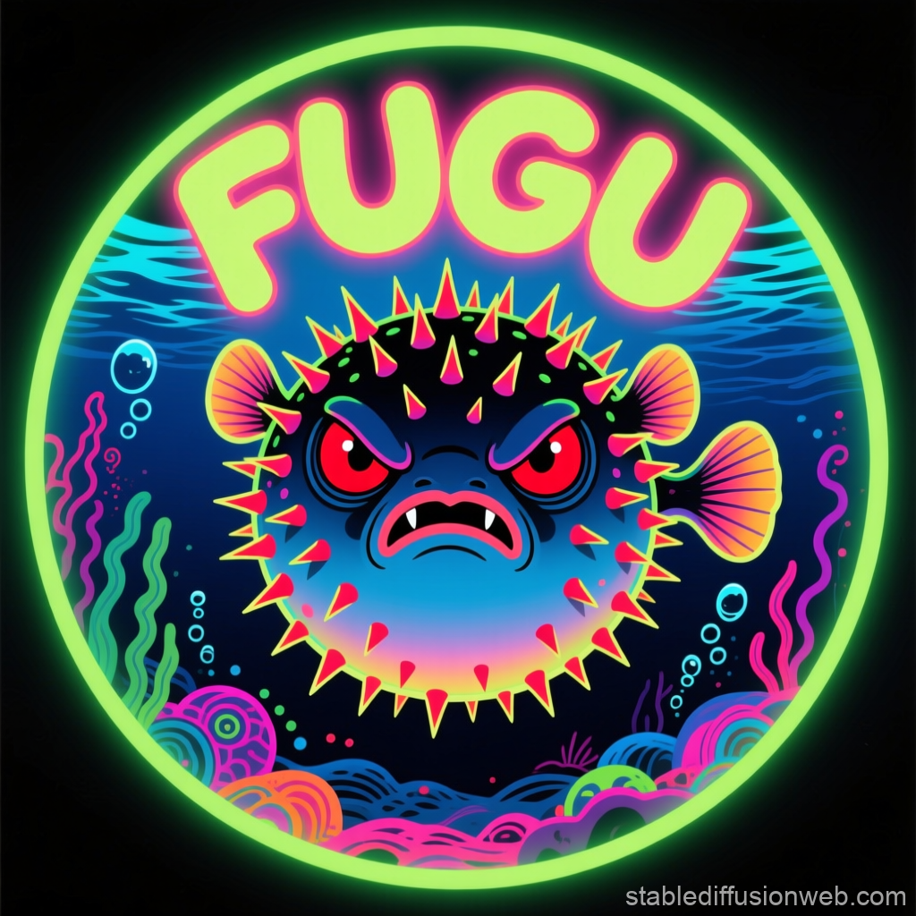 Neon Fugu Pufferfish Avatar with Vibrant Underwater Scene