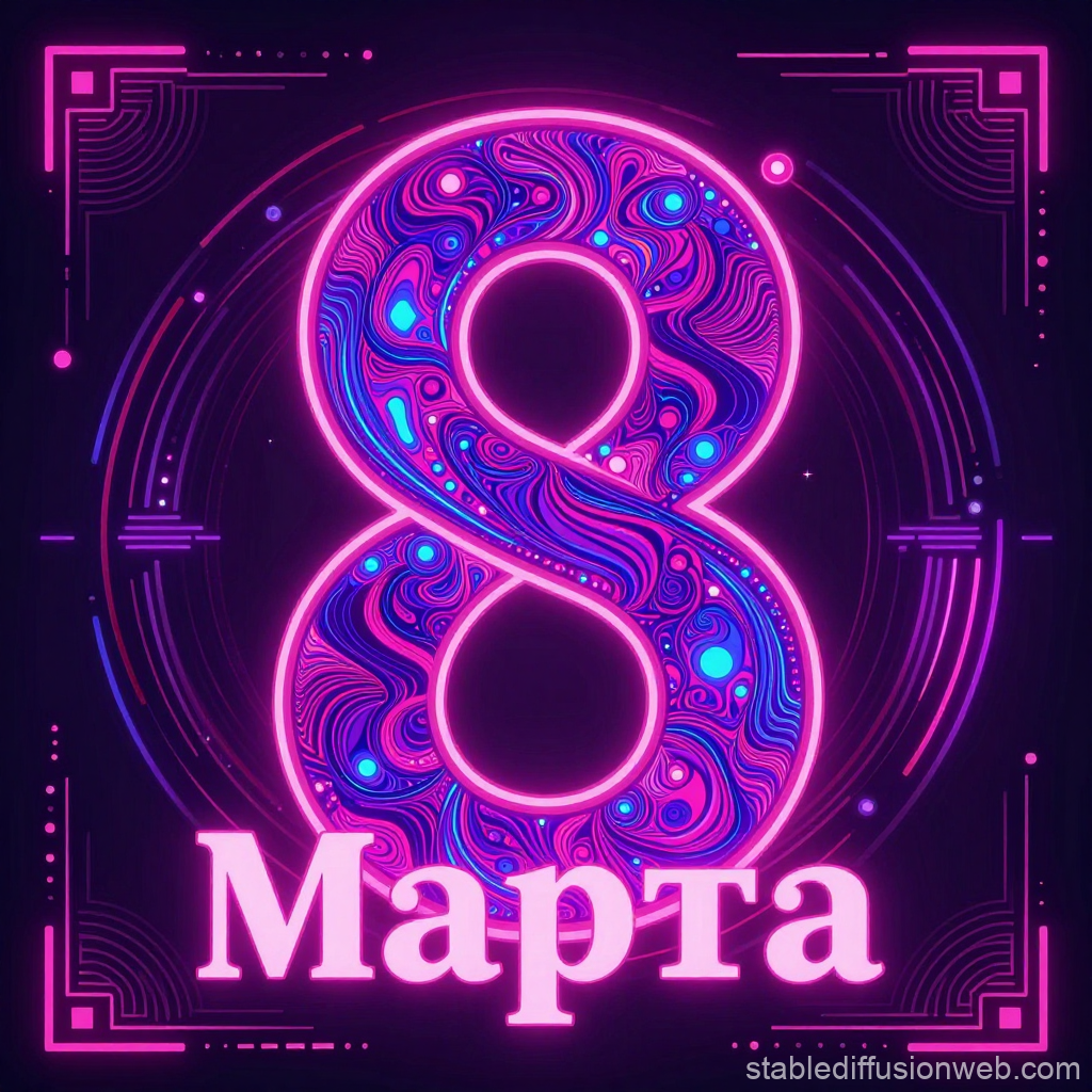 Neon Glowing 8 March Celebration Design