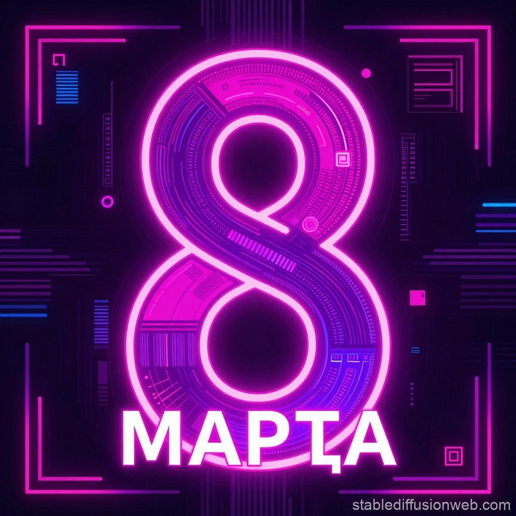 Neon Glowing 8 March Celebration Design