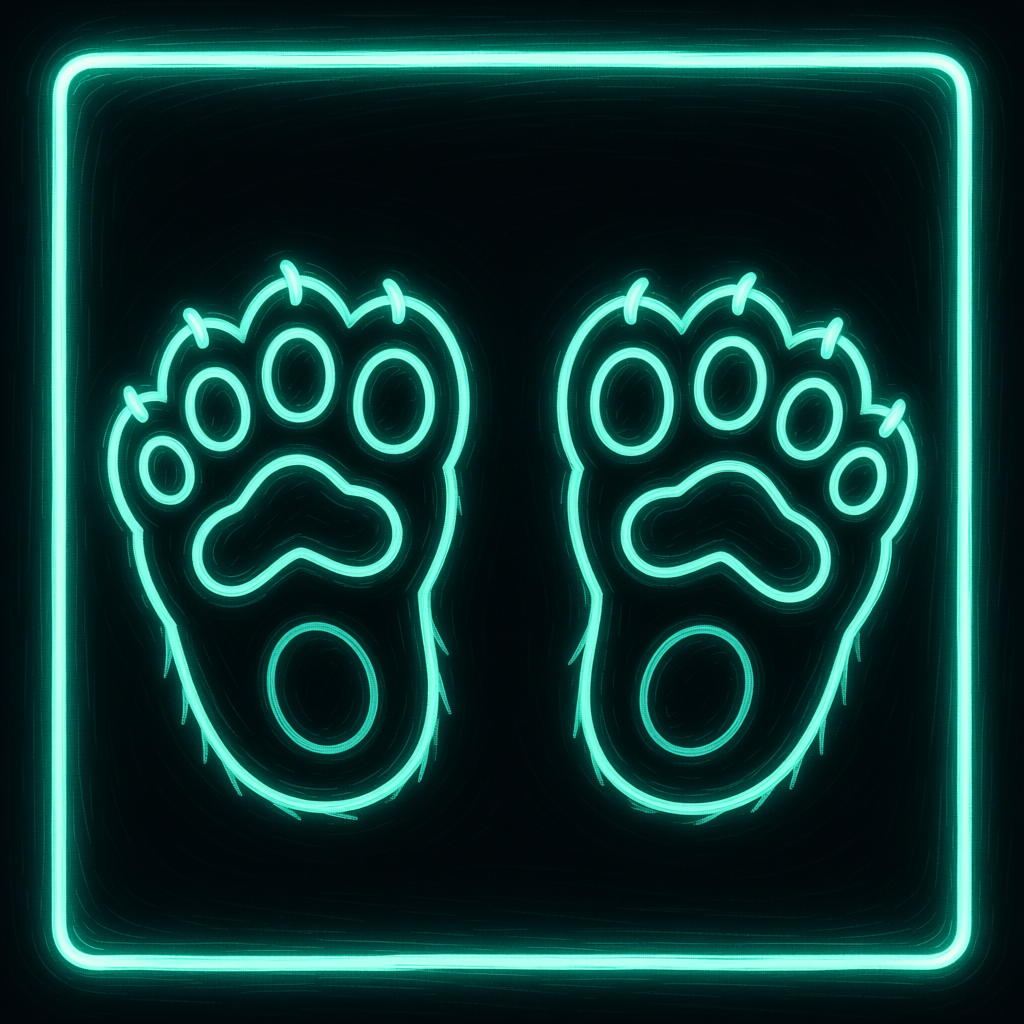 Neon Glowing Panda Feet Illustration