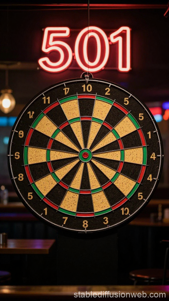 Neon-lit Dartboard in a Cozy Bar