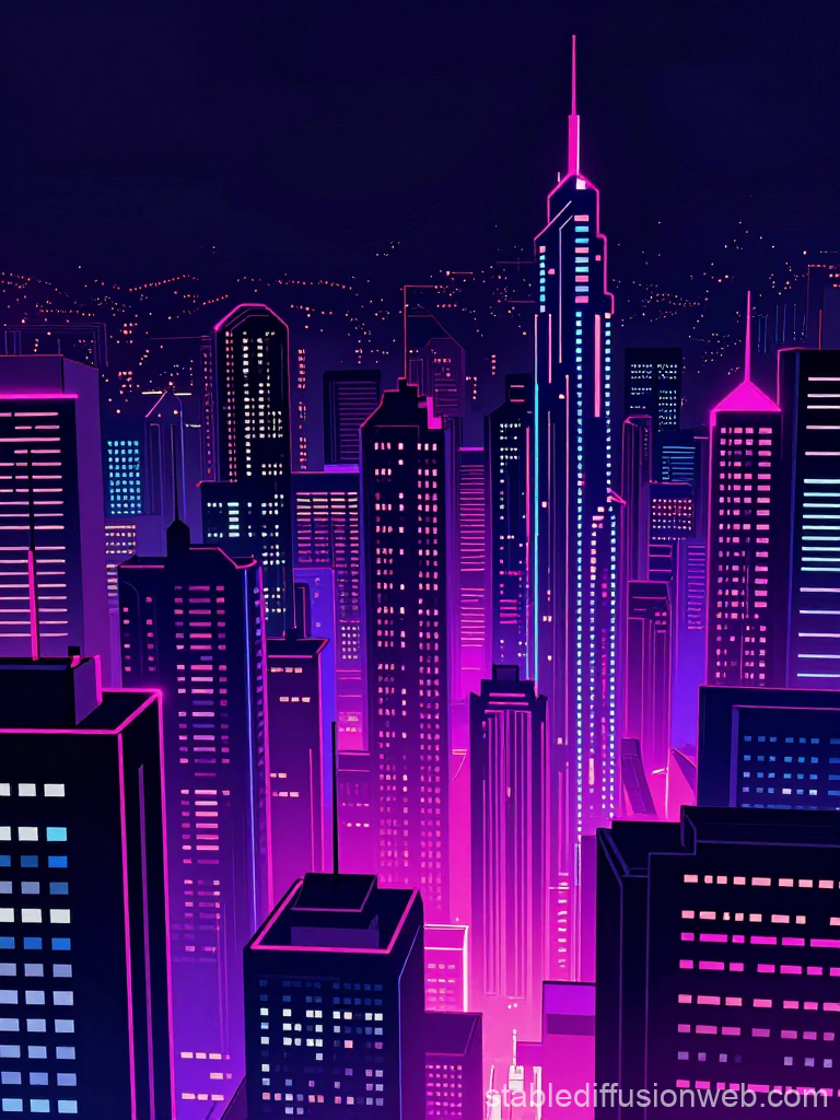 Neon-Lit Futuristic Cityscape at Night