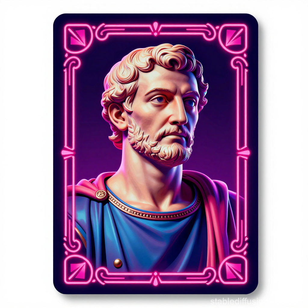 Neon-Lit Roman Bust Portrait