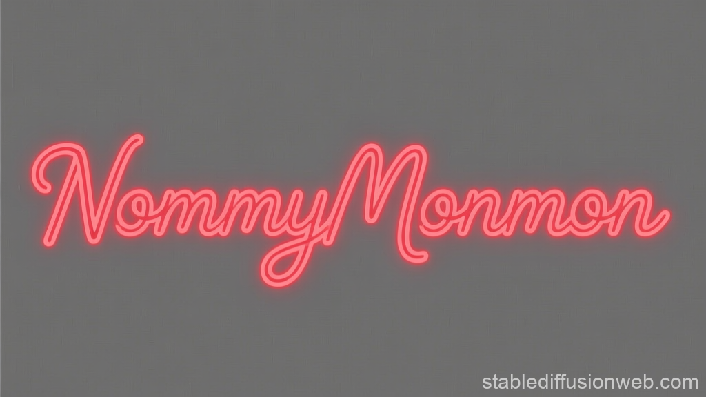 Neon Red Script Text 'NommyMonmon' on Gray Background