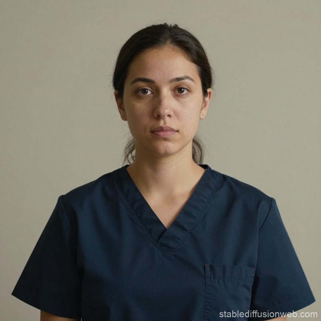 Neutral Portrait of Female Caregiver in Medical Scrubs
