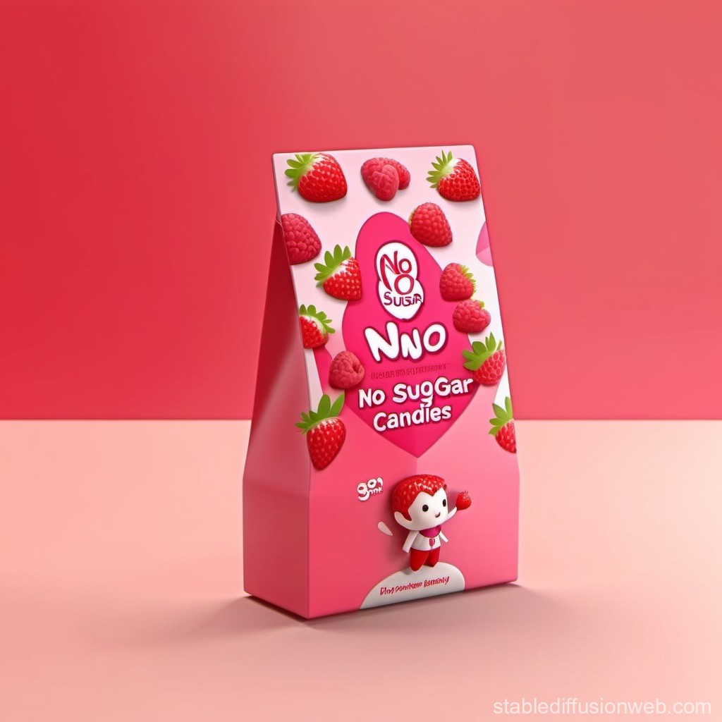 No Sugar Candies Packaging with Strawberry Theme