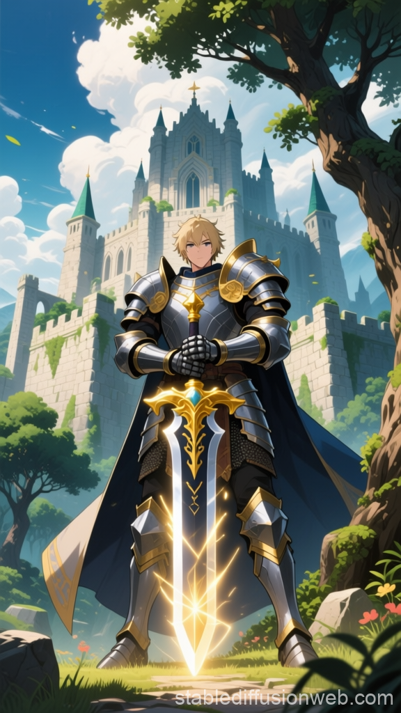 Noble Knight Guarding a Mystical Castle