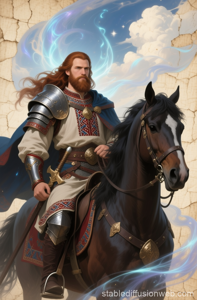 Noble Knight on Horseback with Mystical Aura