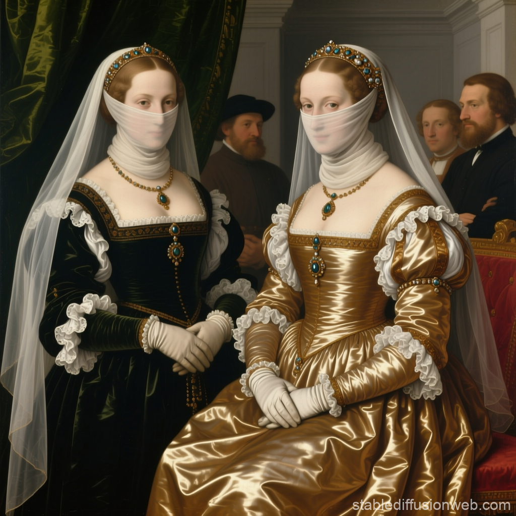 Noble Ladies in Veiled Renaissance Attire