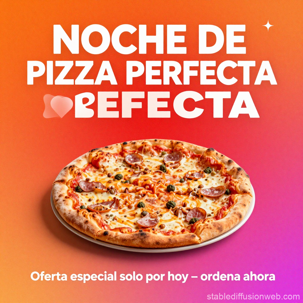 Noche de Pizza Perfecta Flyer with Delicious Pizza