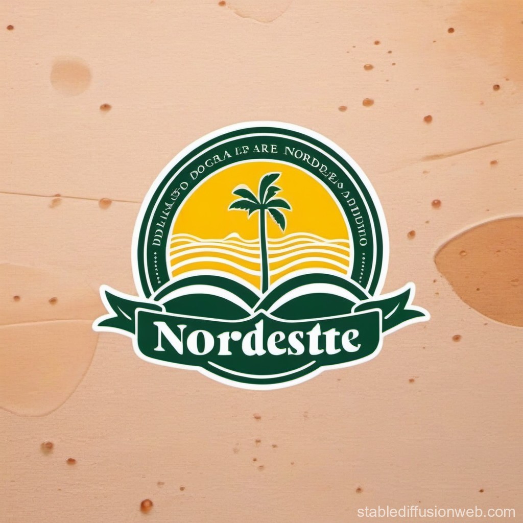Nordestte Tropical Logo with Palm Tree and Waves