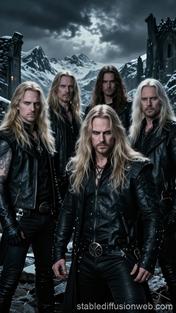Nordic Metal Band in Dark Gothic Mountain Setting