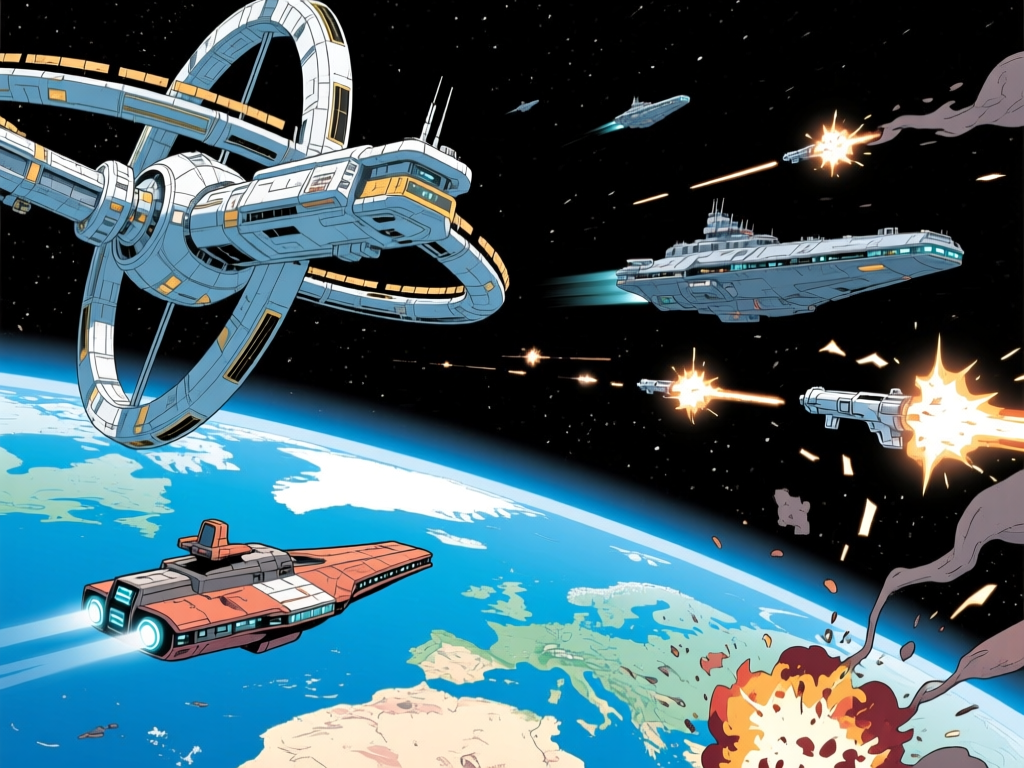 Orbital Sci-Fi Standoff Above Earth