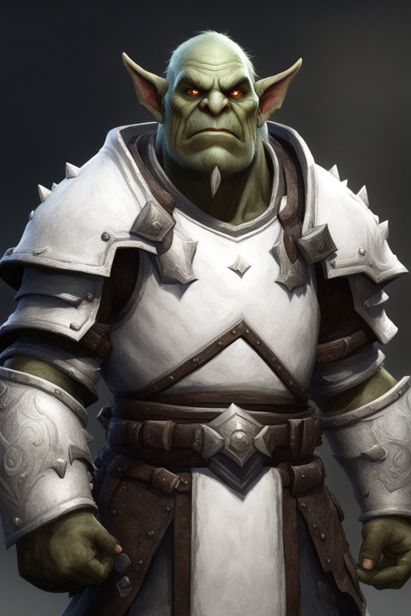 Orc Warrior in White Armor Portrait