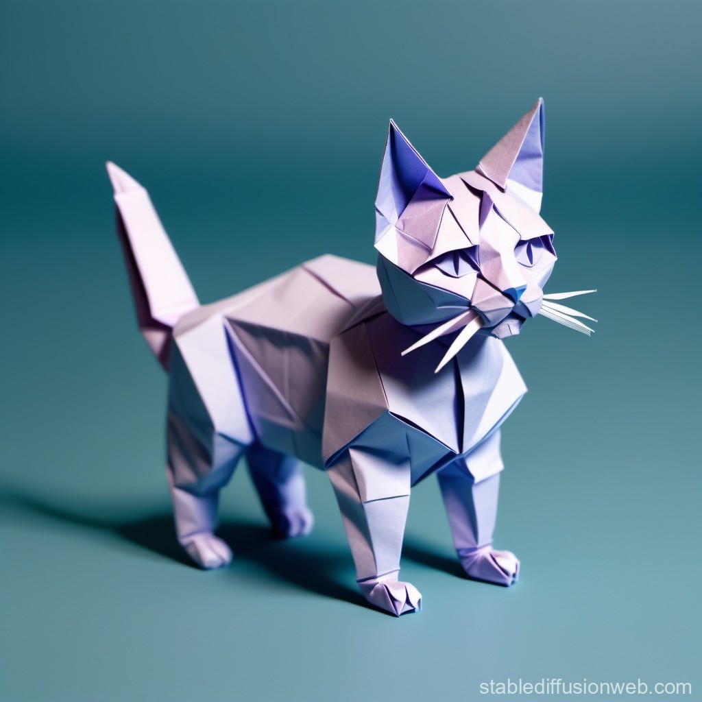 Origami Cat Sculpture in Soft Lighting