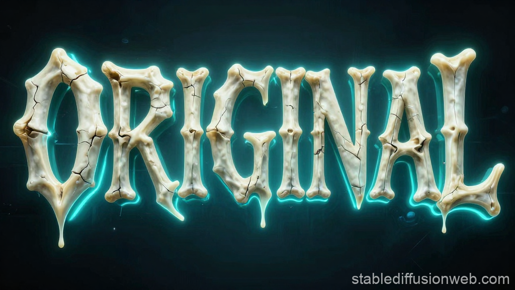 Original Text in Bone Style with Neon Glow