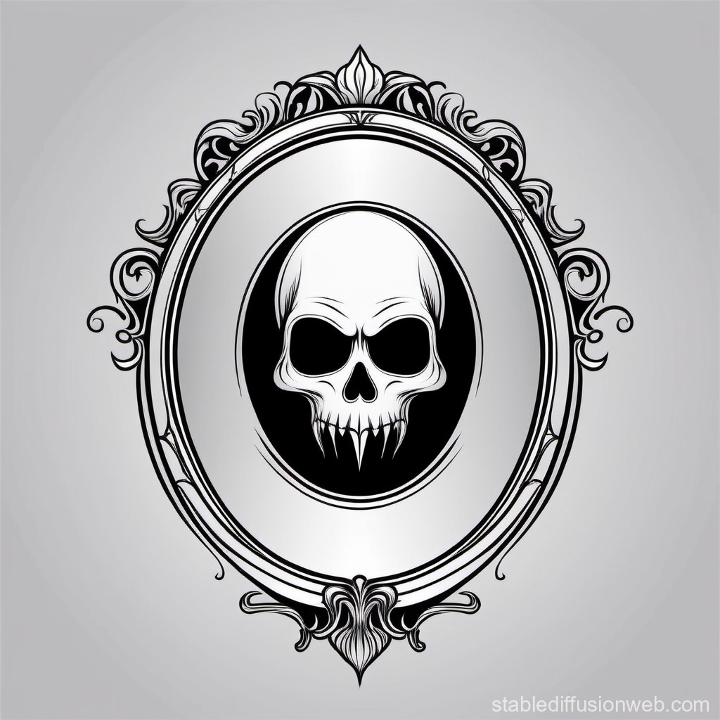 Ornate Frame with Gothic Skull Illustration