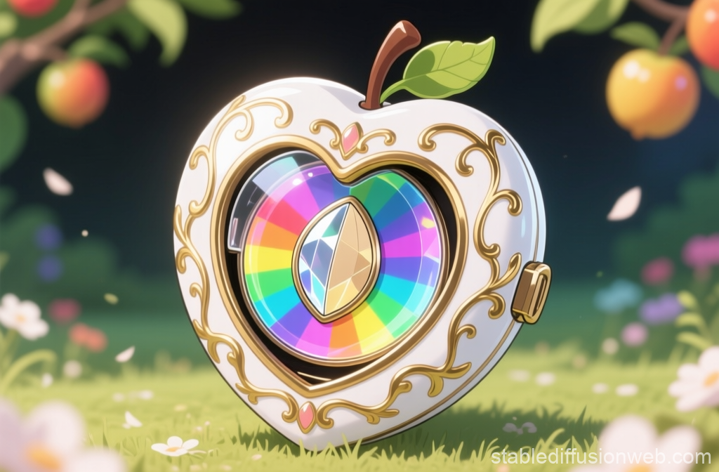 Ornate Heart-Shaped Compact with Rainbow Dial