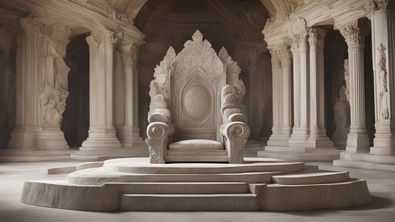 Ornate Stone Throne in Grand Classical Hall