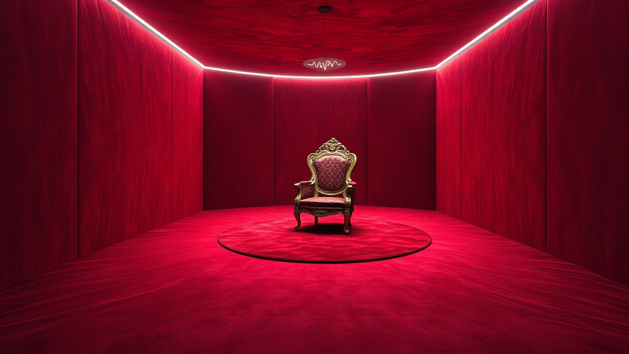 Ornate Throne in a Luxurious Red Room