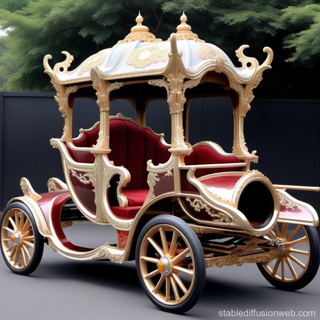 Ornate Vintage Carriage with Red Velvet Interior