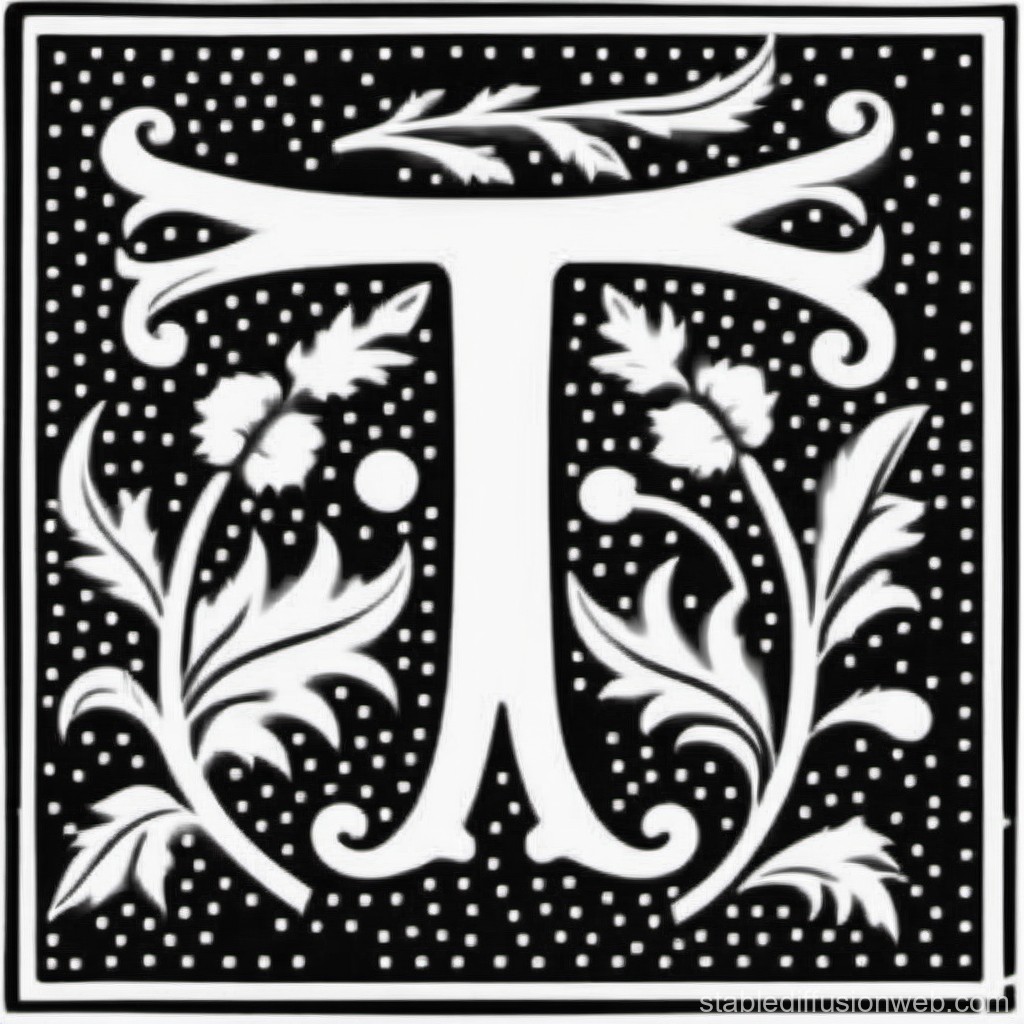 Ornate Vintage Letter T Illustration