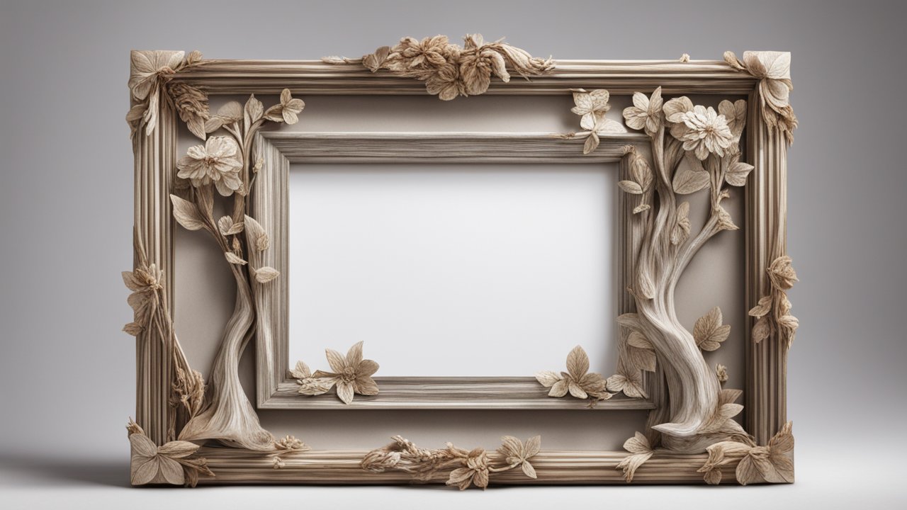 Ornate Wooden Picture Frame with Floral Carvings